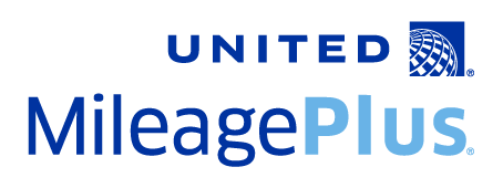 United Airlines MileagePlus logo featuring the United globe symbol and bold text in blue and light blue.