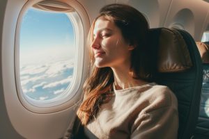 Woman enjoying her flight due to her loyalty program