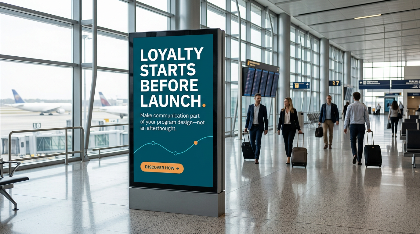 Visual illustrating how early loyalty program communication supports customer retention and program success.